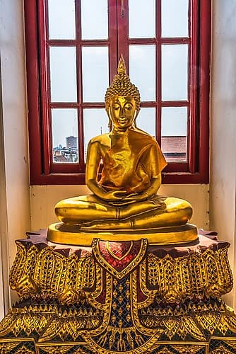Golden Buddha Loha Prasat, Wat Ratchanatdaram, Worawihan, Bangkok, Thailand. Architecture Print